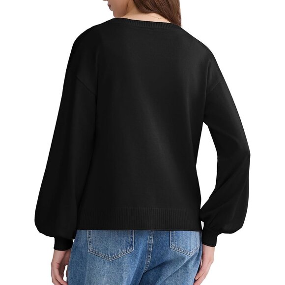 Women's Long Sleeve Knit Cardigan Sweater Button Ribbed Casual Fall Top - Picture 6 of 7